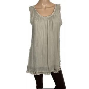 Stella Rosa Italy LaceTank Top Silk Beige Boho  Closet Staple Coquette Small
